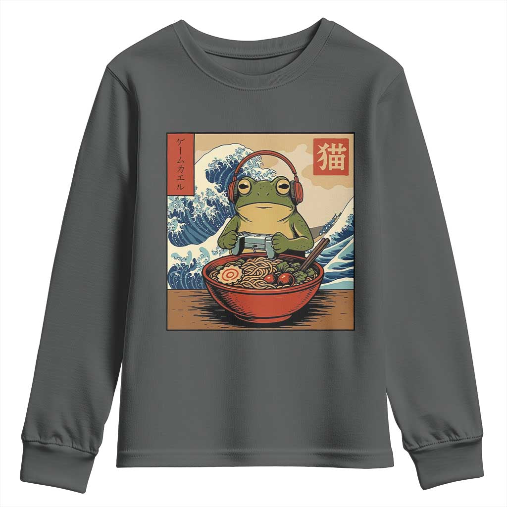 Cute Kawaii Gamer Frog Ramen Youth Sweatshirt Retro Japanese Funny Cat Gaming - Wonder Print Shop