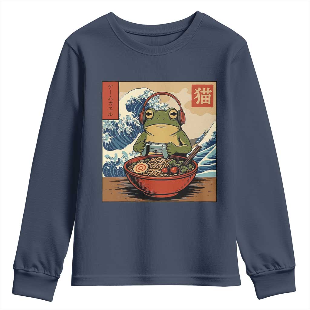 Cute Kawaii Gamer Frog Ramen Youth Sweatshirt Retro Japanese Funny Cat Gaming - Wonder Print Shop