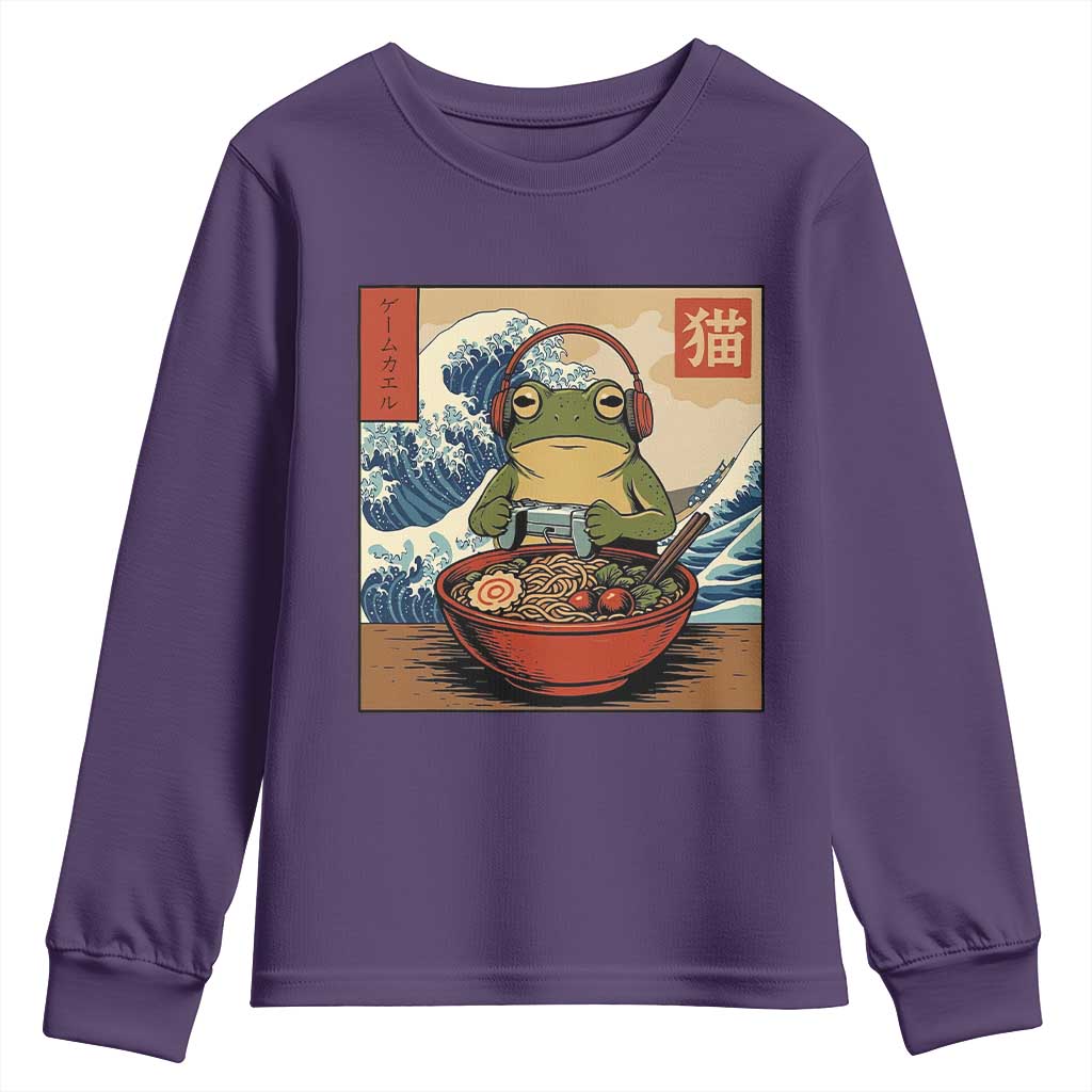 Cute Kawaii Gamer Frog Ramen Youth Sweatshirt Retro Japanese Funny Cat Gaming - Wonder Print Shop