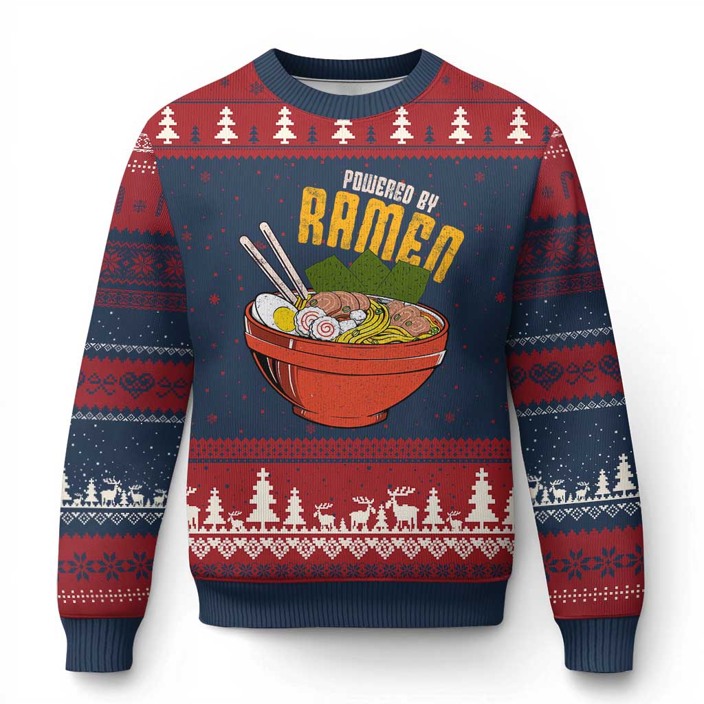 Powered by Ramen Ugly Christmas Sweater Japanese Love Anime Noodles - Wonder Print Shop