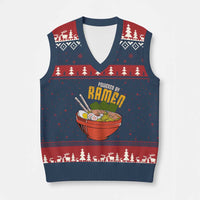 Powered by Ramen V-Neck Knit Sweater Vest Japanese Love Anime Noodles - Wonder Print Shop
