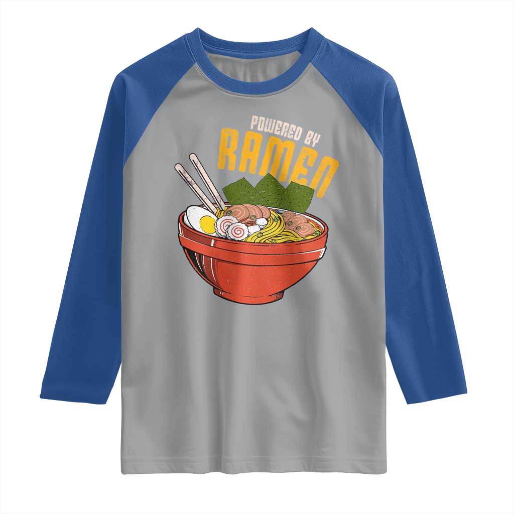 Powered by Ramen Raglan Shirt Japanese Love Anime Noodles - Wonder Print Shop