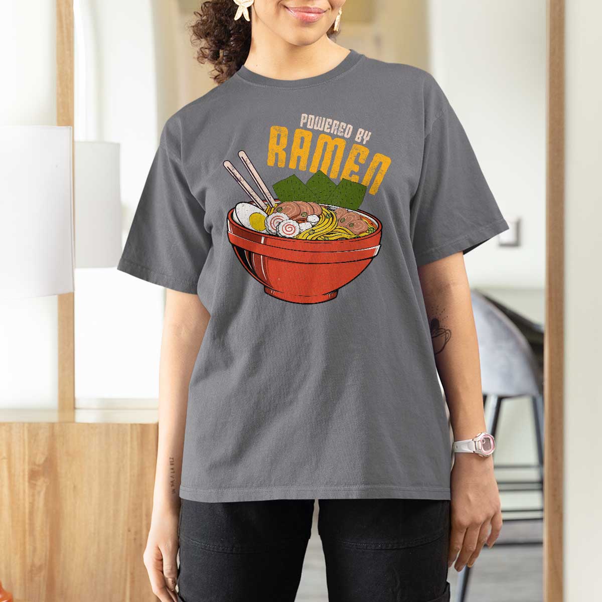 Powered by Ramen T Shirt For Women Japanese Love Anime Noodles - Wonder Print Shop