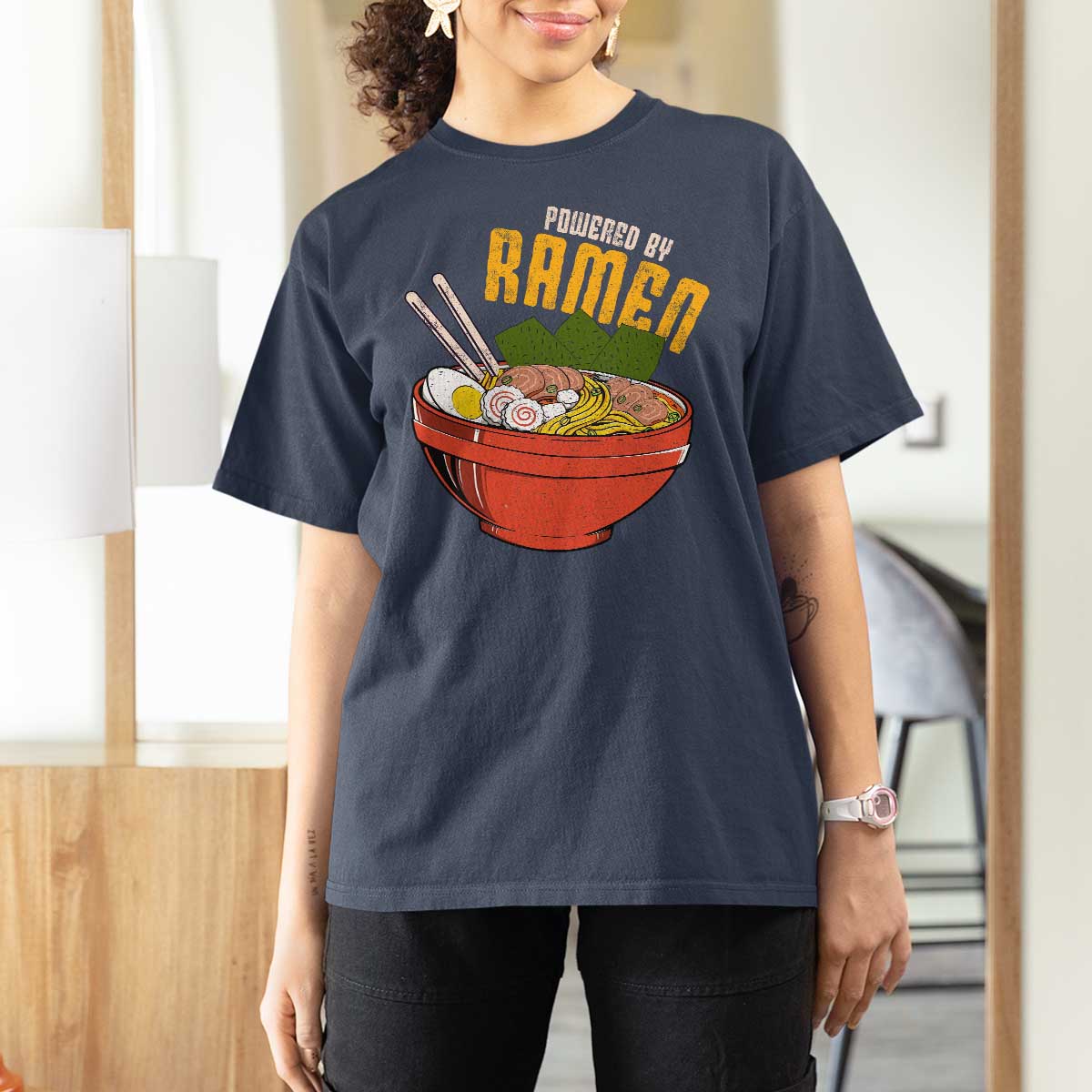Powered by Ramen T Shirt For Women Japanese Love Anime Noodles - Wonder Print Shop