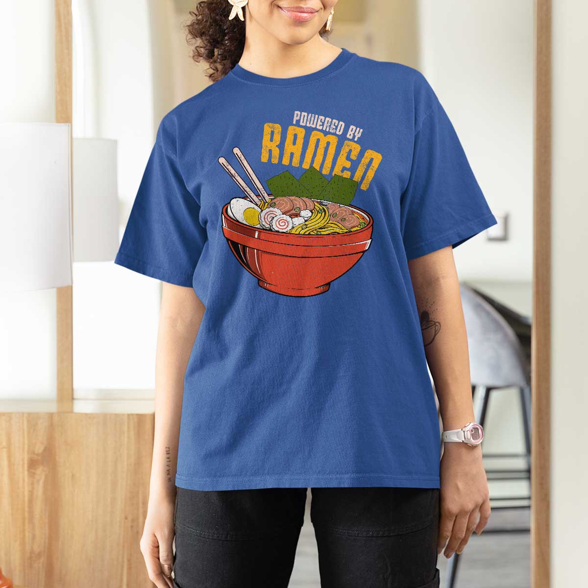 Powered by Ramen T Shirt For Women Japanese Love Anime Noodles - Wonder Print Shop