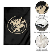90s Y2K Scary Cat Garden Flag Scared Under Starry Tail Cat Playing Guitar - Wonder Print Shop
