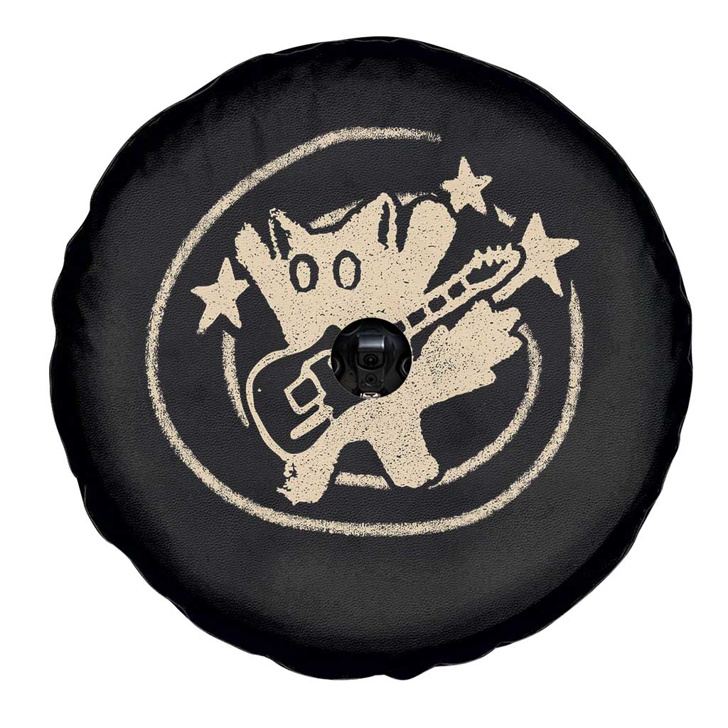 90s Y2K Scary Cat Spare Tire Cover Scared Under Starry Tail Cat Playing Guitar - Wonder Print Shop