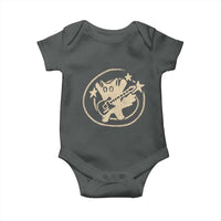 90s Y2K Scary Cat Baby Onesie Scared Under Starry Tail Cat Playing Guitar - Wonder Print Shop