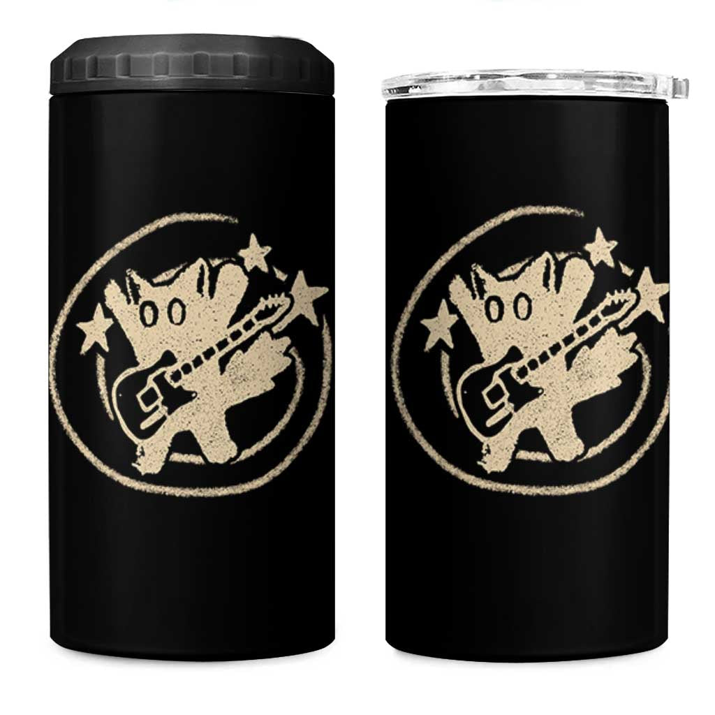 90s Y2K Scary Cat 4 in 1 Can Cooler Tumbler Scared Under Starry Tail Cat Playing Guitar - Wonder Print Shop
