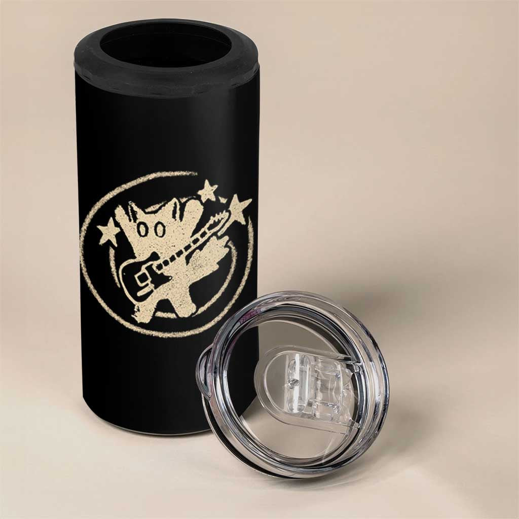 90s Y2K Scary Cat 4 in 1 Can Cooler Tumbler Scared Under Starry Tail Cat Playing Guitar - Wonder Print Shop