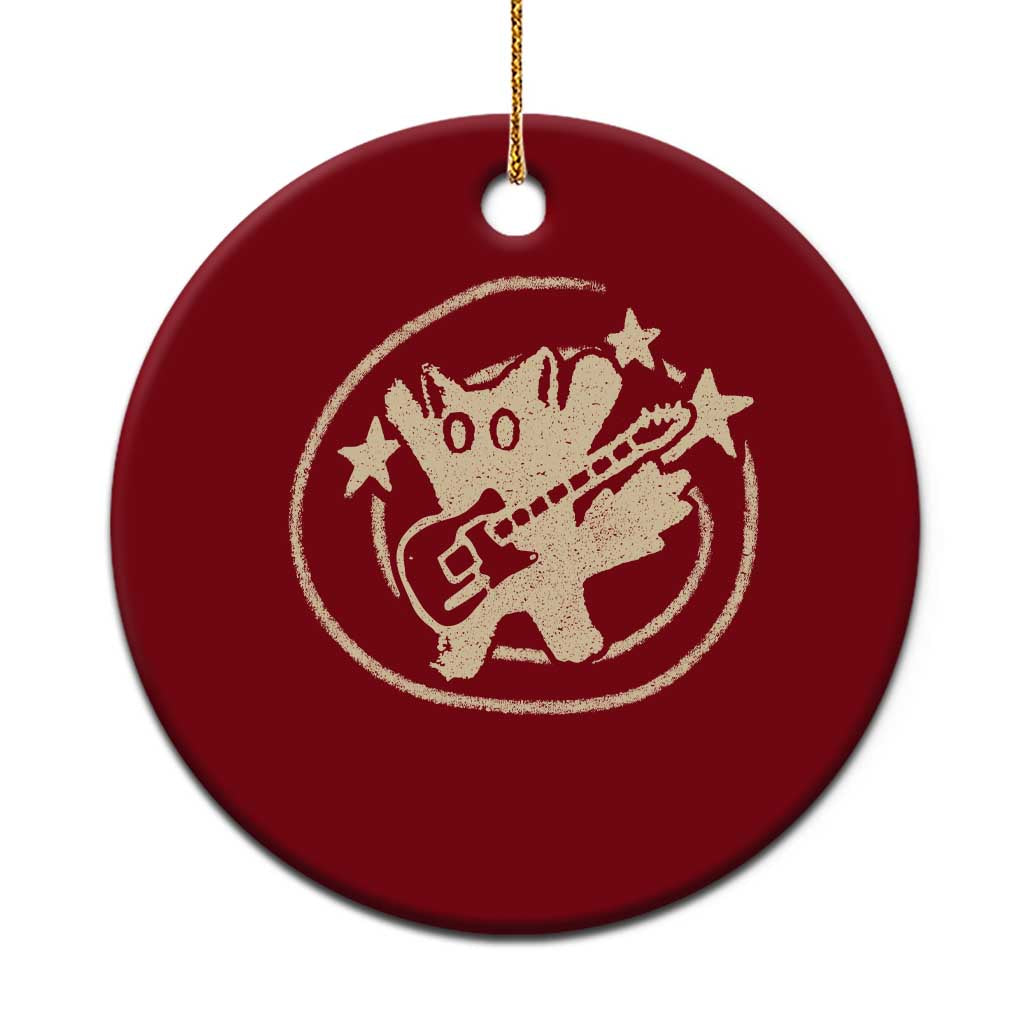 90s Y2K Scary Cat Ceramic Ornament Scared Under Starry Tail Cat Playing Guitar - Wonder Print Shop