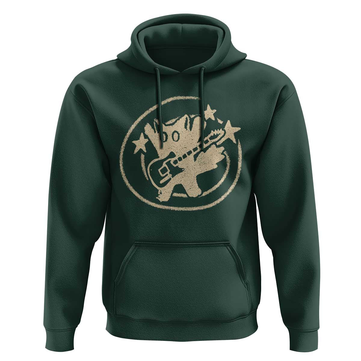 90s Y2K Scary Cat Hoodie Scared Under Starry Tail Cat Playing Guitar - Wonder Print Shop