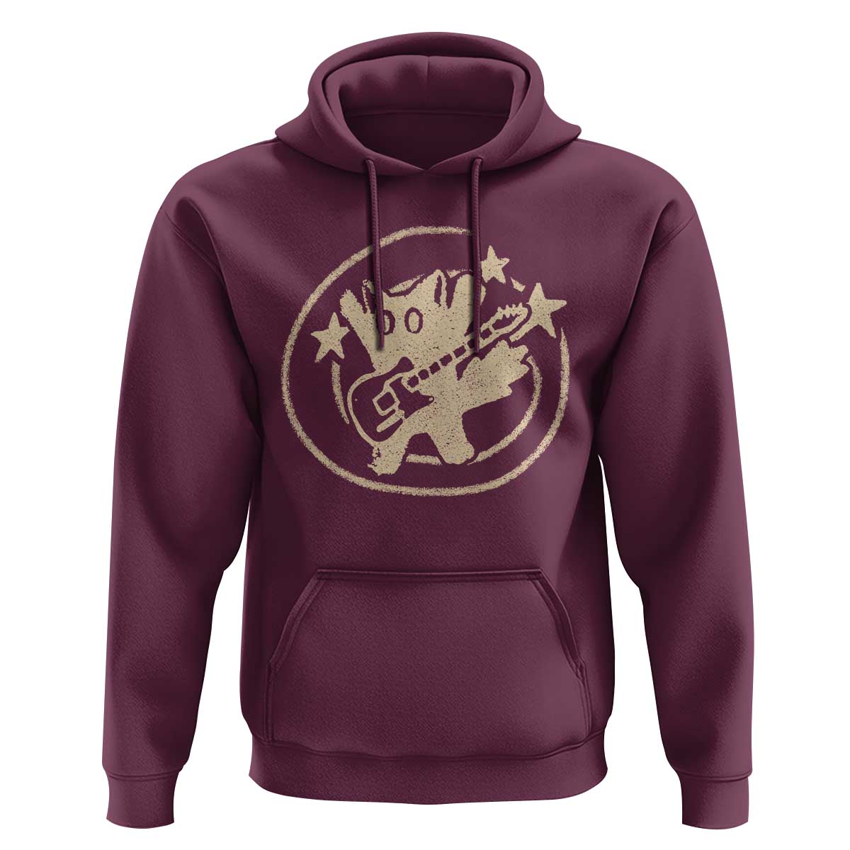 90s Y2K Scary Cat Hoodie Scared Under Starry Tail Cat Playing Guitar - Wonder Print Shop