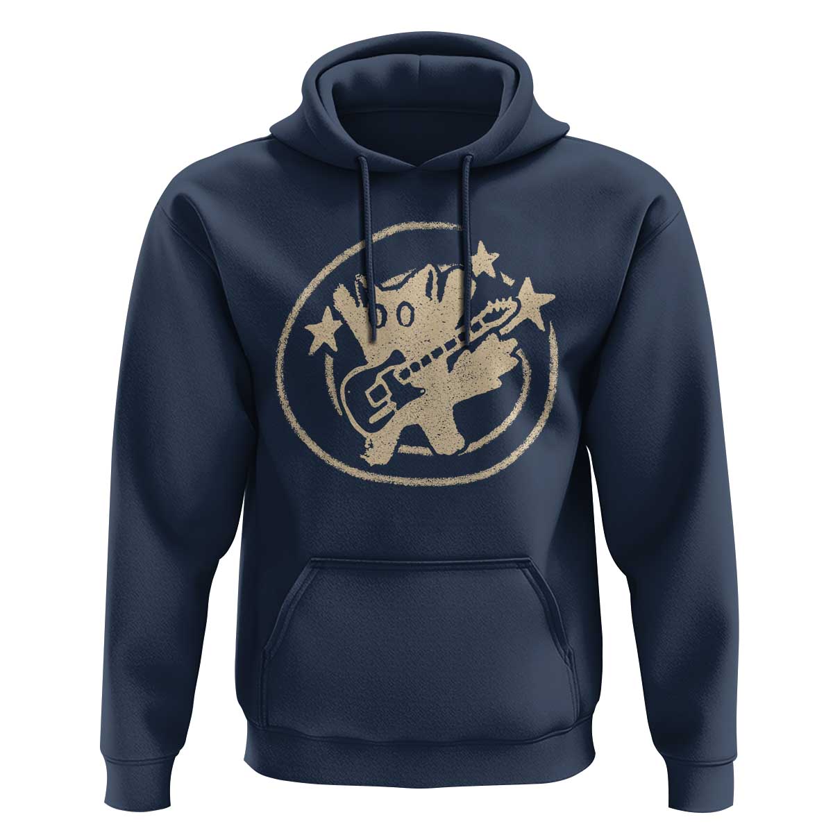 90s Y2K Scary Cat Hoodie Scared Under Starry Tail Cat Playing Guitar - Wonder Print Shop