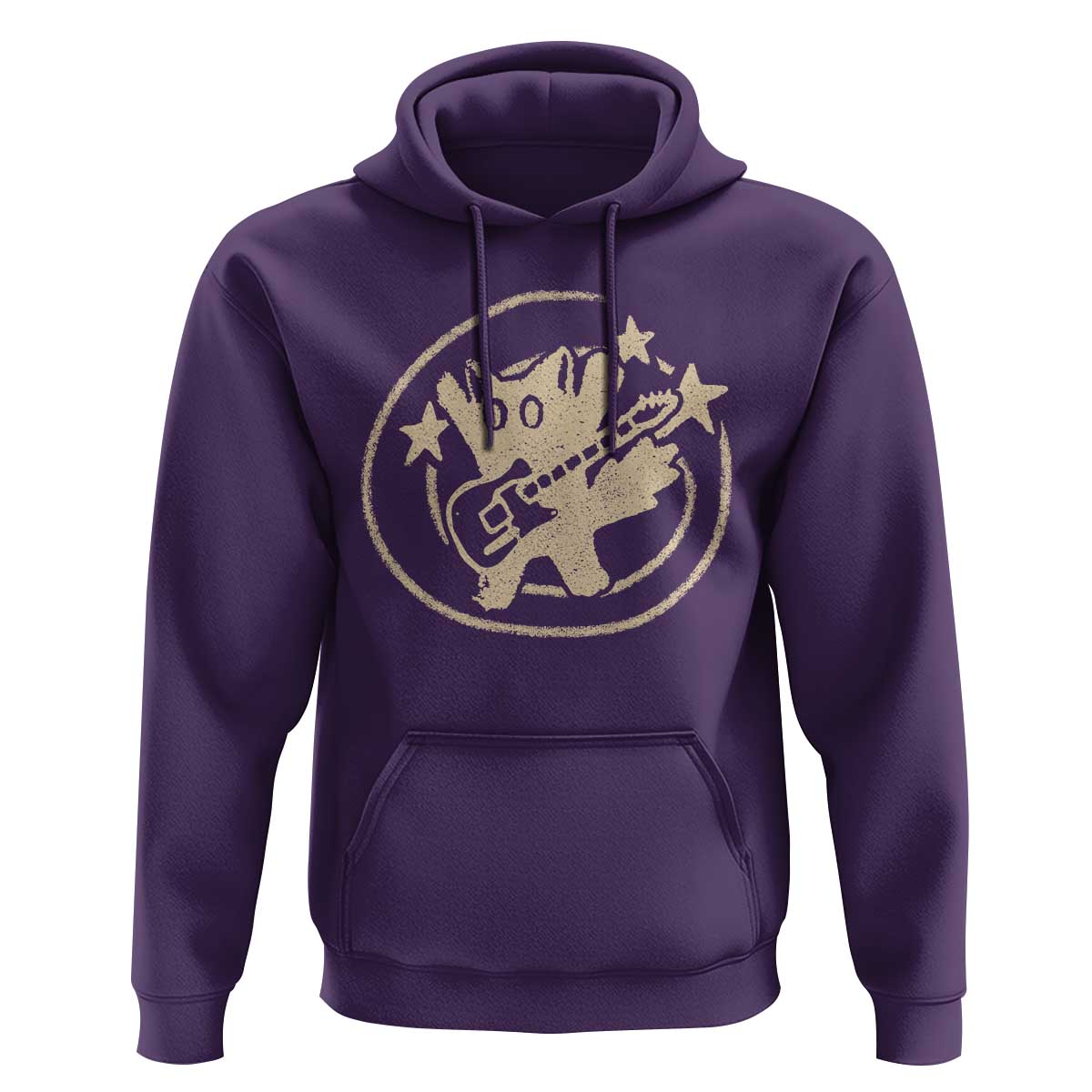 90s Y2K Scary Cat Hoodie Scared Under Starry Tail Cat Playing Guitar - Wonder Print Shop