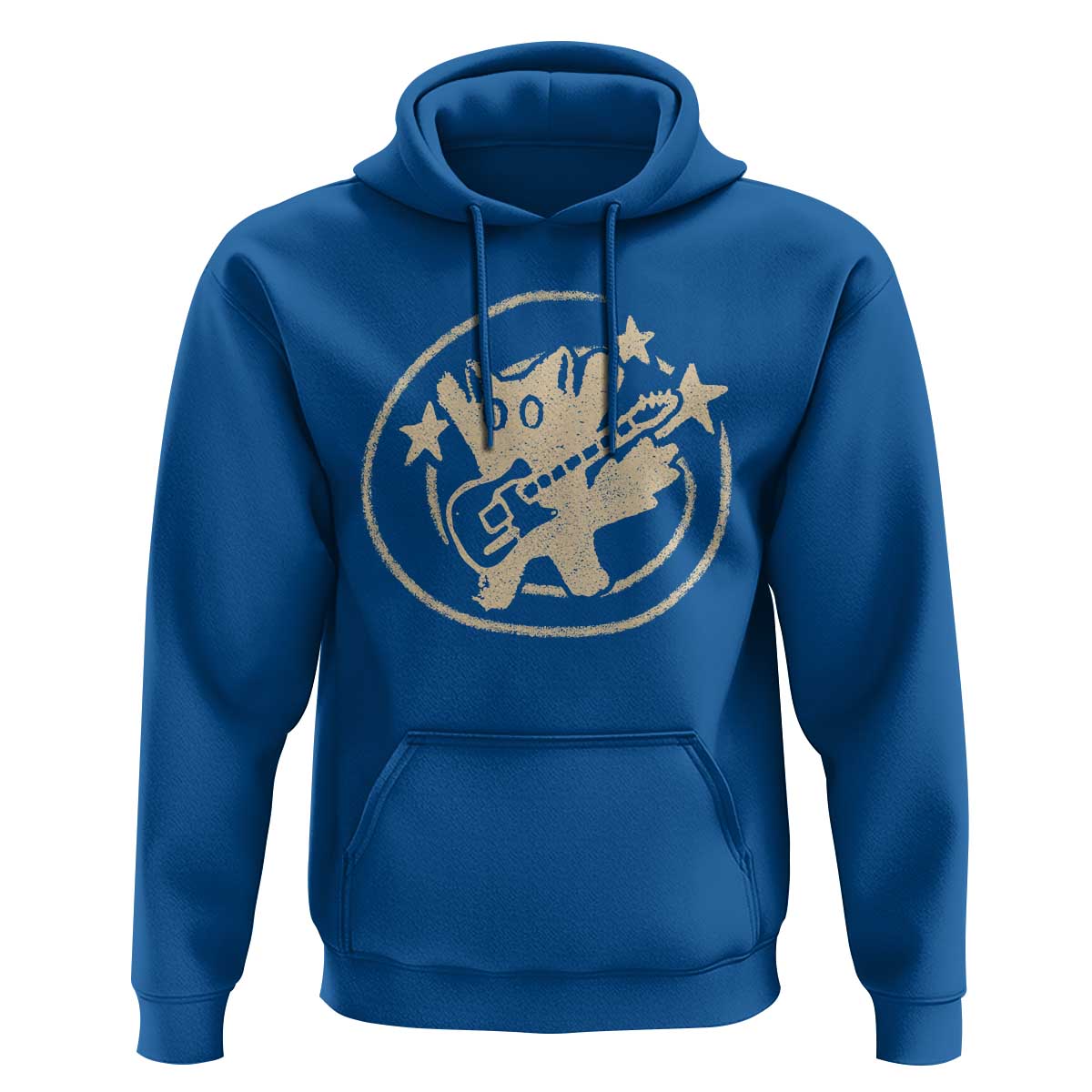 90s Y2K Scary Cat Hoodie Scared Under Starry Tail Cat Playing Guitar - Wonder Print Shop
