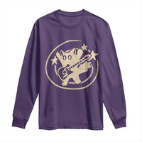 90s Y2K Scary Cat Long Sleeve Shirt Scared Under Starry Tail Cat Playing Guitar - Wonder Print Shop