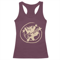 90s Y2K Scary Cat Racerback Tank Top Scared Under Starry Tail Cat Playing Guitar - Wonder Print Shop