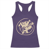 90s Y2K Scary Cat Racerback Tank Top Scared Under Starry Tail Cat Playing Guitar - Wonder Print Shop