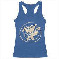 90s Y2K Scary Cat Racerback Tank Top Scared Under Starry Tail Cat Playing Guitar - Wonder Print Shop