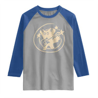 90s Y2K Scary Cat Raglan Shirt Scared Under Starry Tail Cat Playing Guitar - Wonder Print Shop