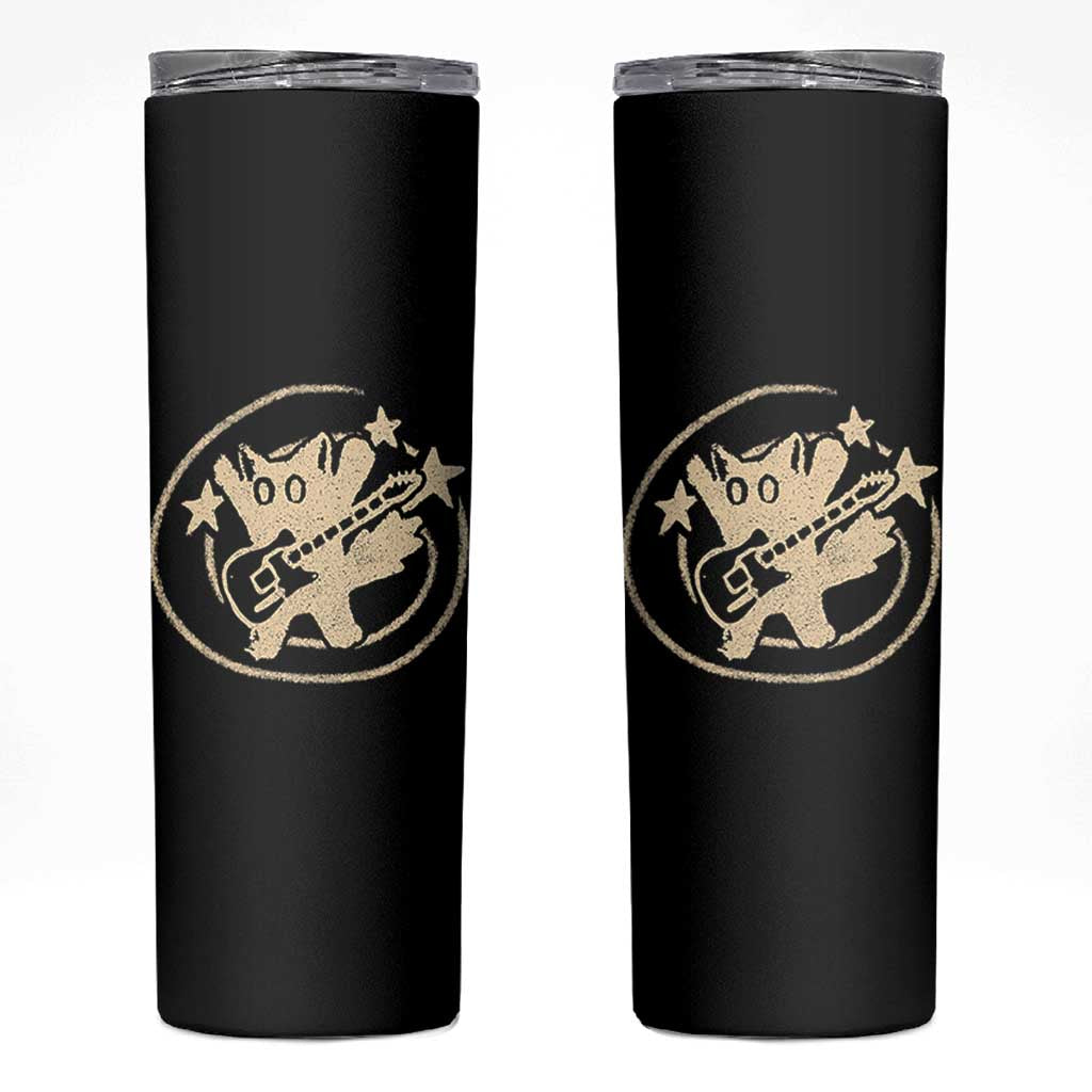 90s Y2K Scary Cat Skinny Tumbler Scared Under Starry Tail Cat Playing Guitar - Wonder Print Shop