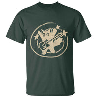 90s Y2K Scary Cat T Shirt Scared Under Starry Tail Cat Playing Guitar - Wonder Print Shop