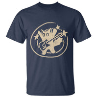 90s Y2K Scary Cat T Shirt Scared Under Starry Tail Cat Playing Guitar - Wonder Print Shop