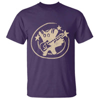 90s Y2K Scary Cat T Shirt Scared Under Starry Tail Cat Playing Guitar - Wonder Print Shop