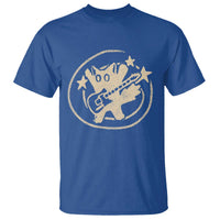 90s Y2K Scary Cat T Shirt Scared Under Starry Tail Cat Playing Guitar - Wonder Print Shop