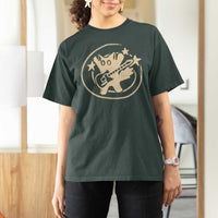 90s Y2K Scary Cat T Shirt For Women Scared Under Starry Tail Cat Playing Guitar - Wonder Print Shop