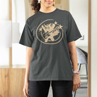 90s Y2K Scary Cat T Shirt For Women Scared Under Starry Tail Cat Playing Guitar - Wonder Print Shop
