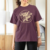 90s Y2K Scary Cat T Shirt For Women Scared Under Starry Tail Cat Playing Guitar - Wonder Print Shop