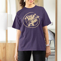 90s Y2K Scary Cat T Shirt For Women Scared Under Starry Tail Cat Playing Guitar - Wonder Print Shop