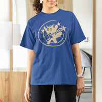 90s Y2K Scary Cat T Shirt For Women Scared Under Starry Tail Cat Playing Guitar - Wonder Print Shop