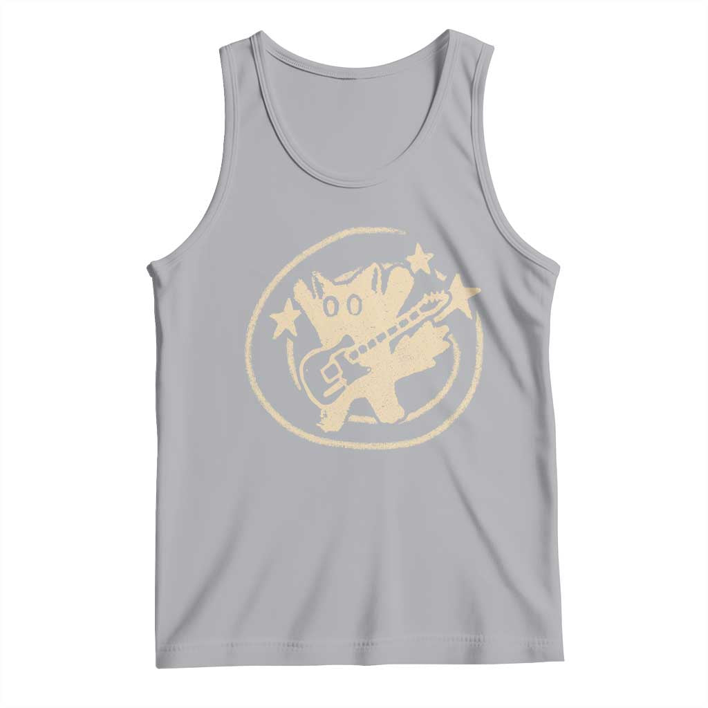 90s Y2K Scary Cat Tank Top Scared Under Starry Tail Cat Playing Guitar - Wonder Print Shop