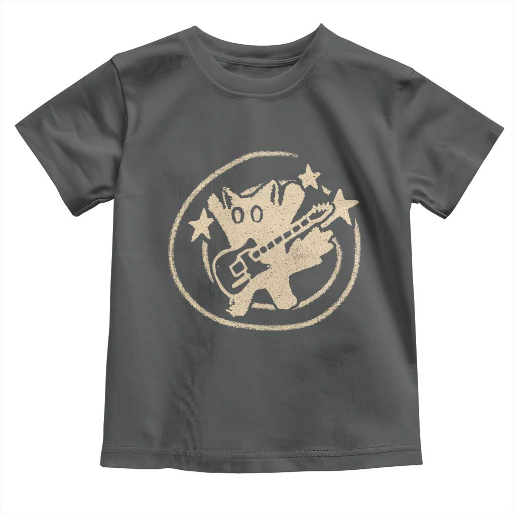 90s Y2K Scary Cat Toddler T Shirt Scared Under Starry Tail Cat Playing Guitar - Wonder Print Shop