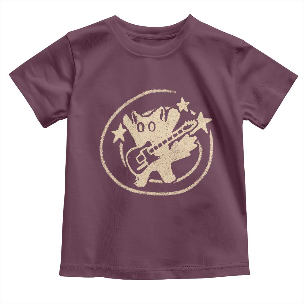 90s Y2K Scary Cat Toddler T Shirt Scared Under Starry Tail Cat Playing Guitar - Wonder Print Shop