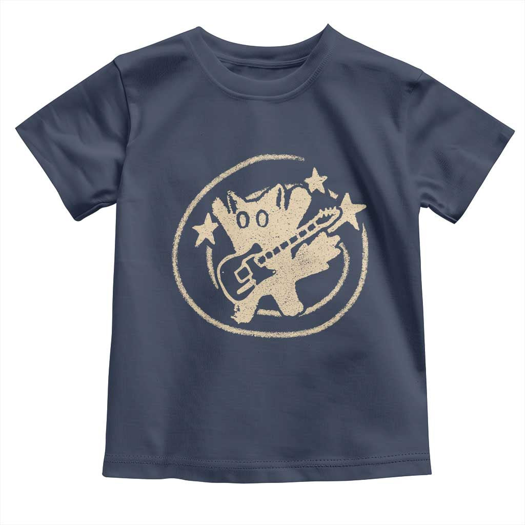 90s Y2K Scary Cat Toddler T Shirt Scared Under Starry Tail Cat Playing Guitar - Wonder Print Shop