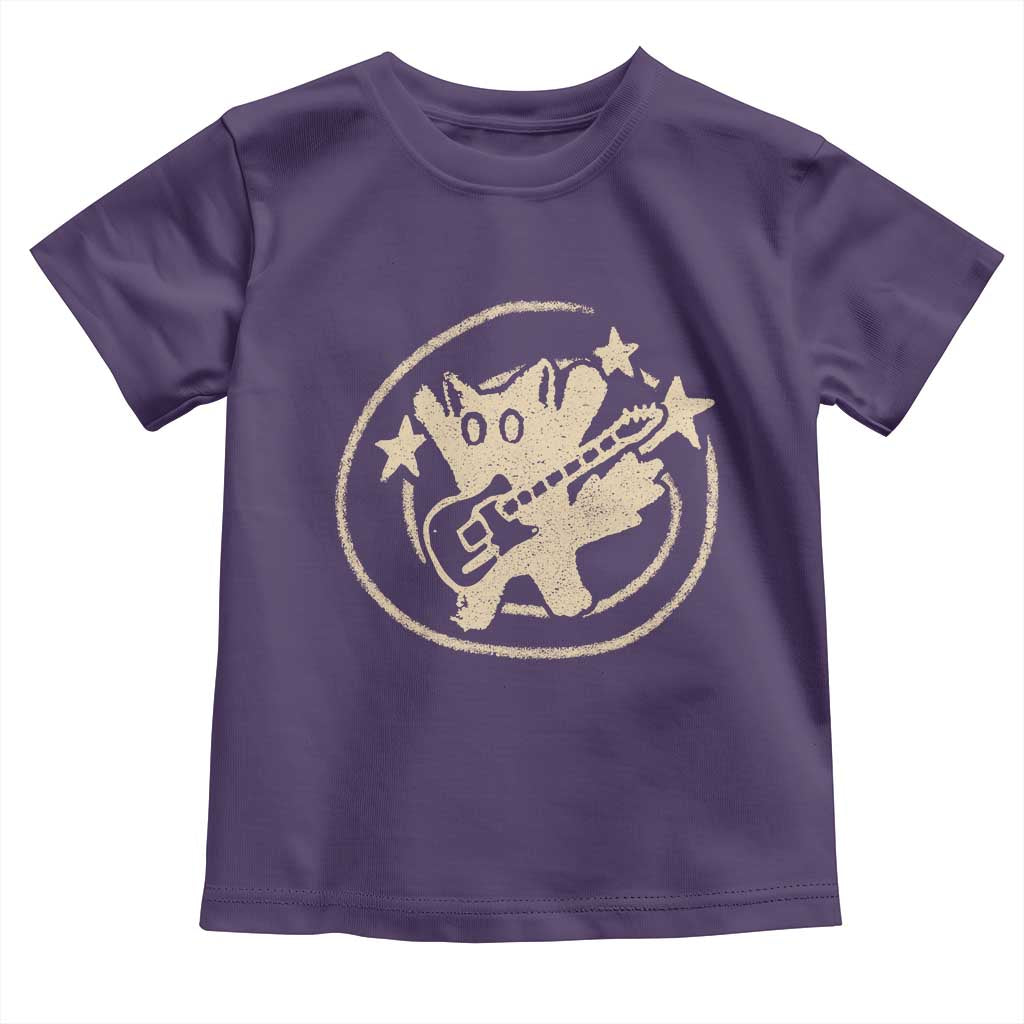 90s Y2K Scary Cat Toddler T Shirt Scared Under Starry Tail Cat Playing Guitar - Wonder Print Shop