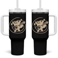90s Y2K Scary Cat Tumbler With Handle Scared Under Starry Tail Cat Playing Guitar - Wonder Print Shop