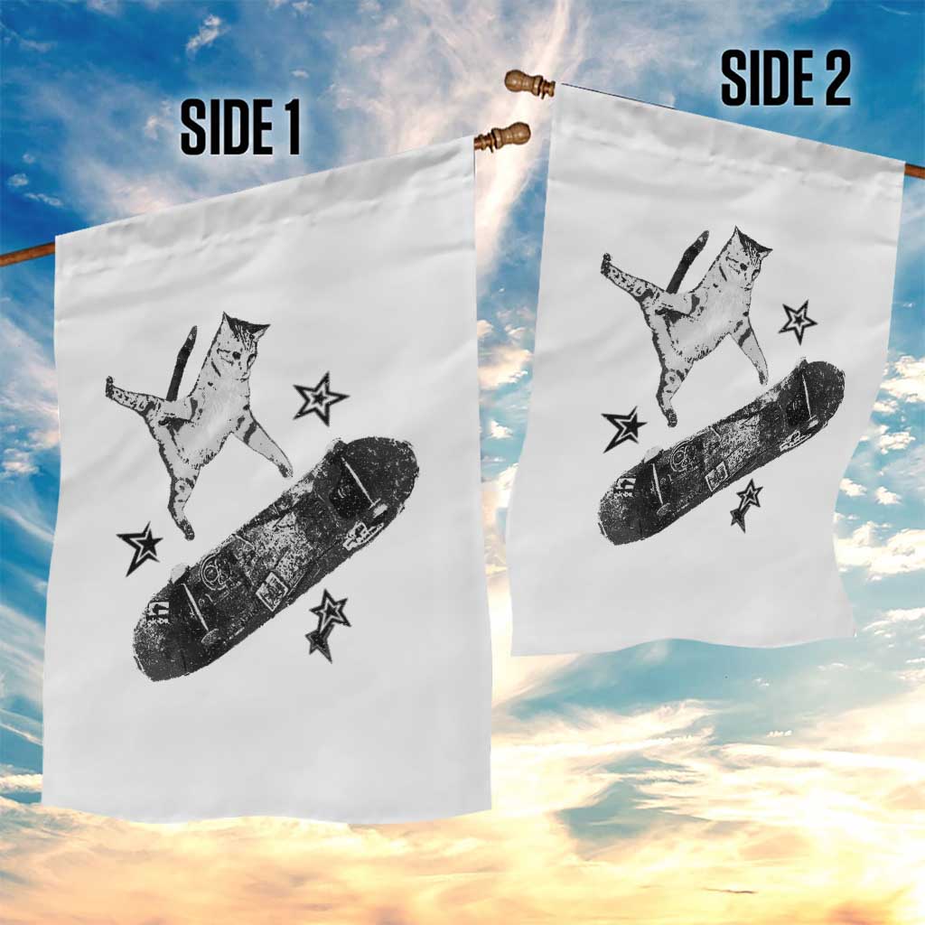 Skateboard Cat Y2K Garden Flag Rockstar Gf Aesthetic Cat Retro Grunge Skater - Wonder Print Shop
