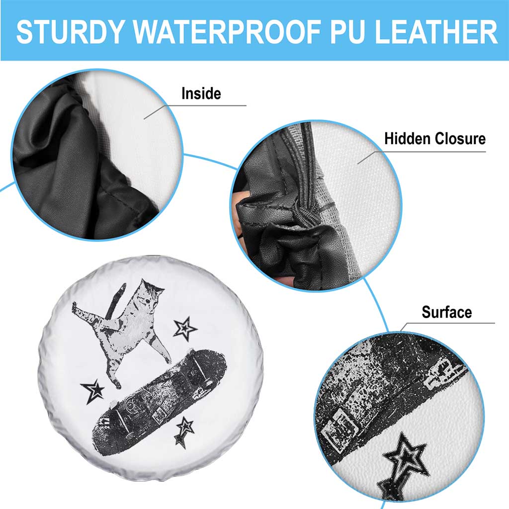 Skateboard Cat Y2K Spare Tire Cover Rockstar Gf Aesthetic Cat Retro Grunge Skater - Wonder Print Shop