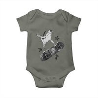 Skateboard Cat Y2K Baby Onesie Rockstar Gf Aesthetic Cat Retro Grunge Skater - Wonder Print Shop