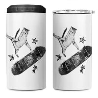Skateboard Cat Y2K 4 in 1 Can Cooler Tumbler Rockstar Gf Aesthetic Cat Retro Grunge Skater - Wonder Print Shop