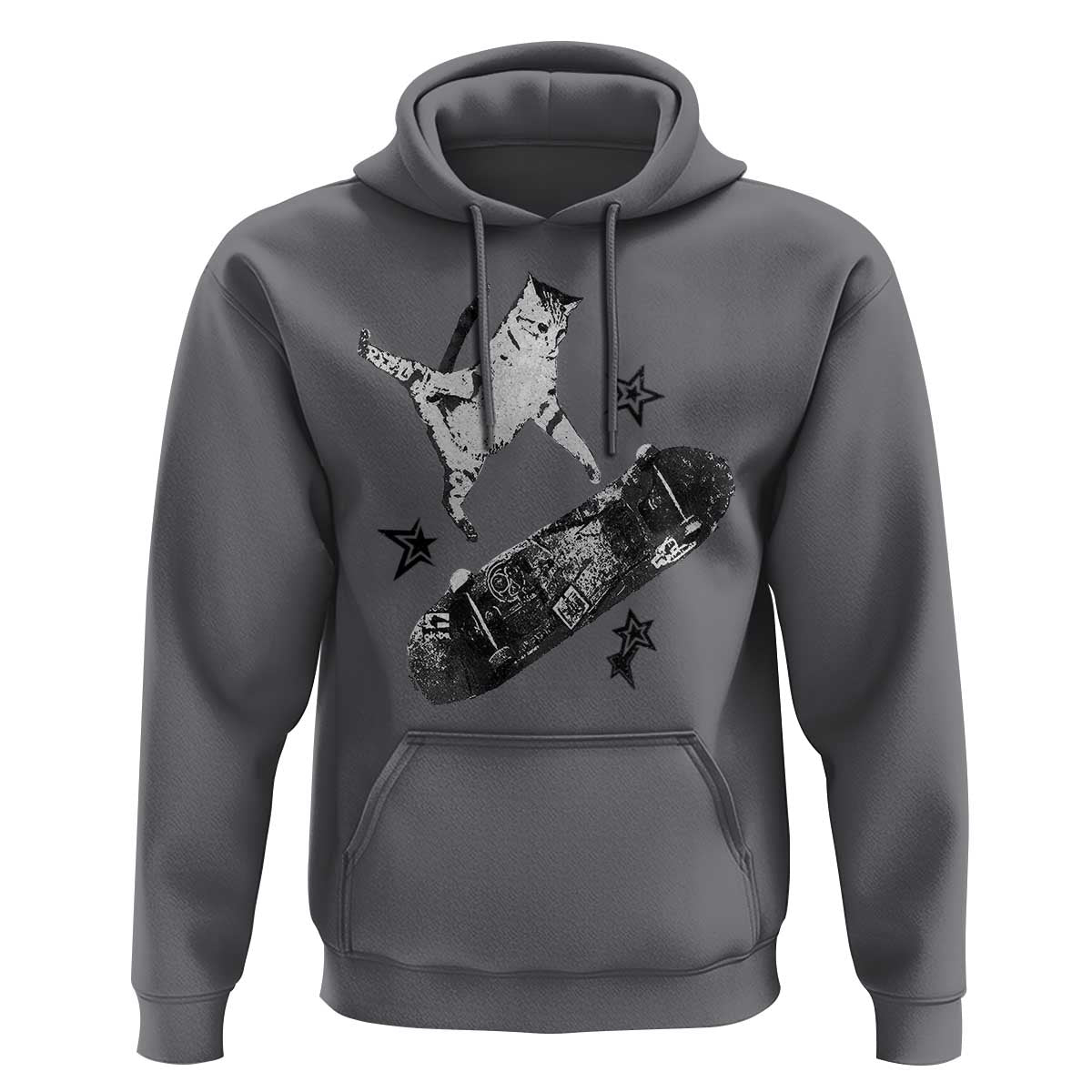 Skateboard Cat Y2K Hoodie Rockstar Gf Aesthetic Cat Retro Grunge Skater - Wonder Print Shop