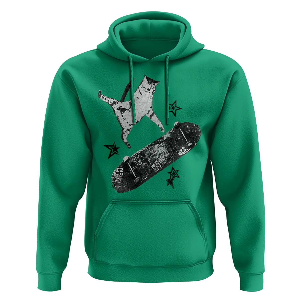 Skateboard Cat Y2K Hoodie Rockstar Gf Aesthetic Cat Retro Grunge Skater - Wonder Print Shop