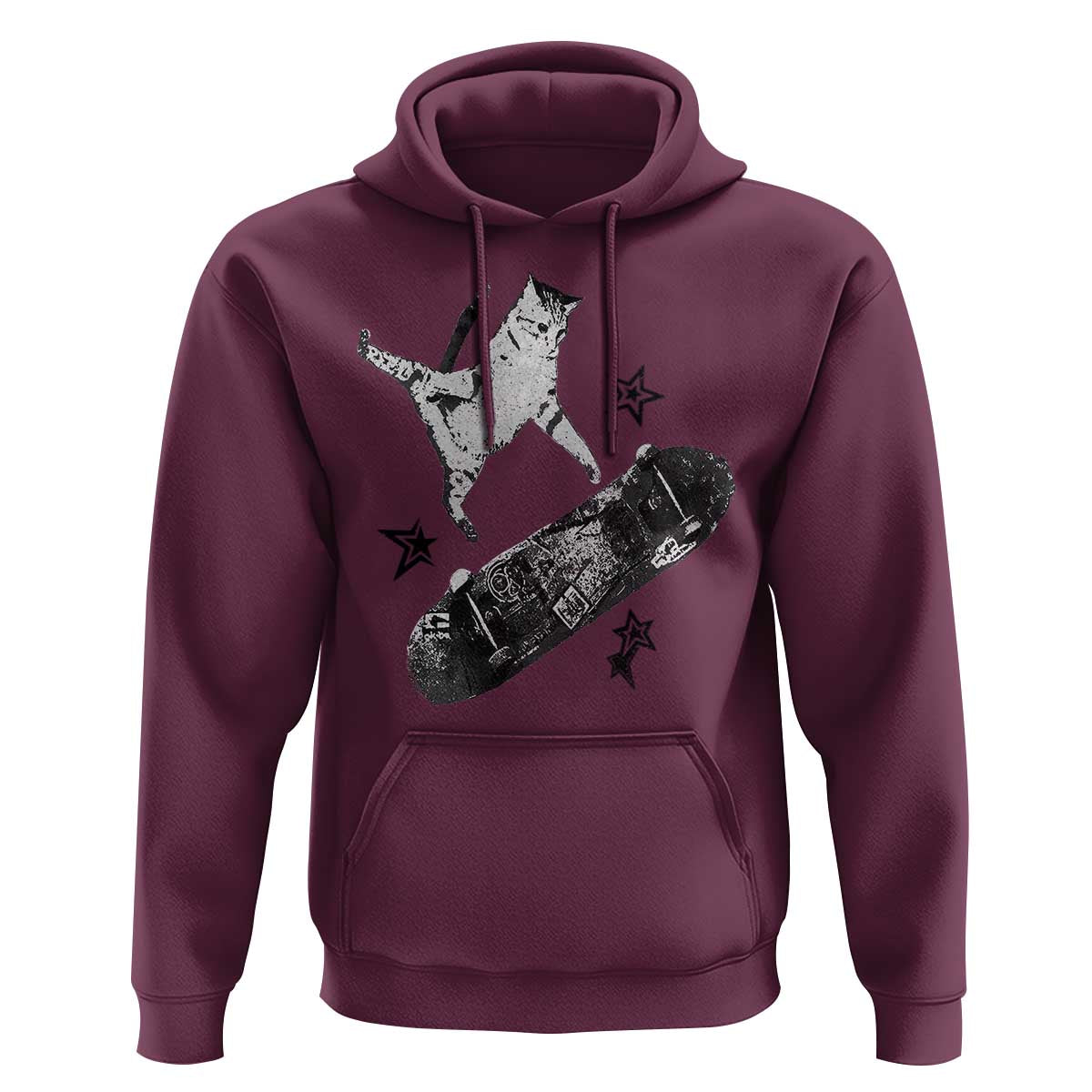 Skateboard Cat Y2K Hoodie Rockstar Gf Aesthetic Cat Retro Grunge Skater - Wonder Print Shop