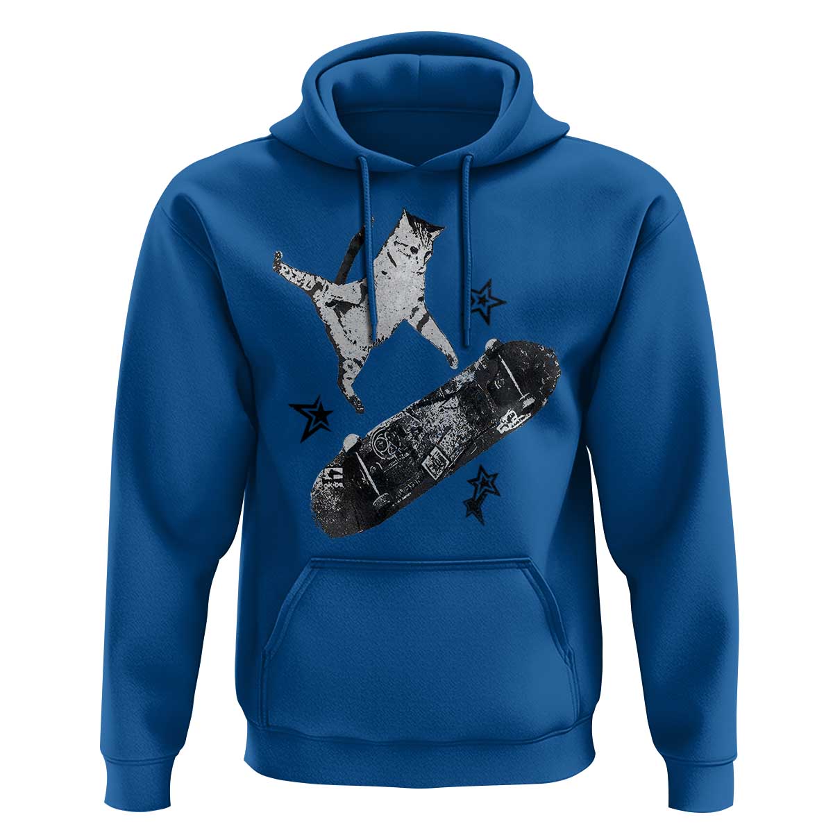 Skateboard Cat Y2K Hoodie Rockstar Gf Aesthetic Cat Retro Grunge Skater - Wonder Print Shop