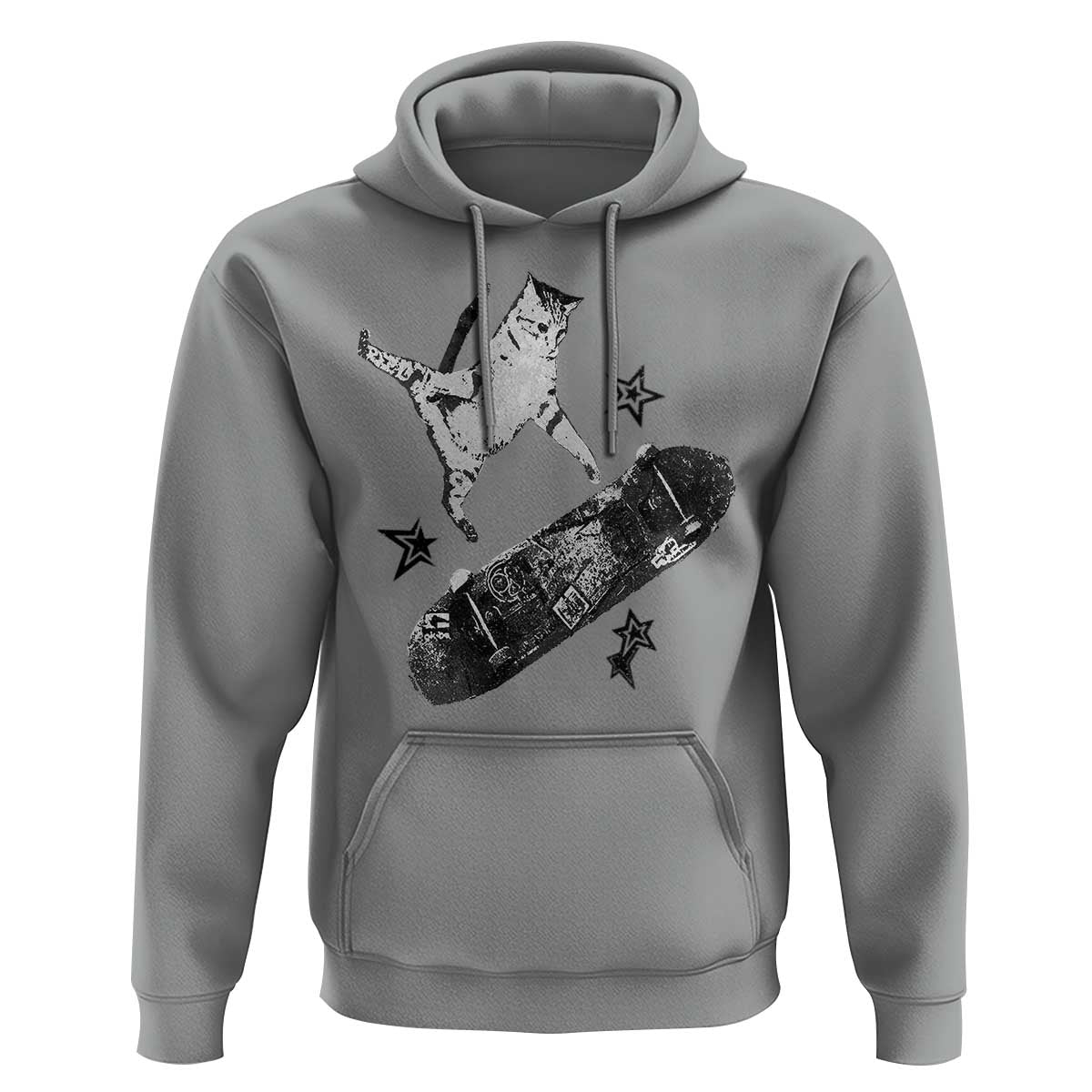 Skateboard Cat Y2K Hoodie Rockstar Gf Aesthetic Cat Retro Grunge Skater - Wonder Print Shop